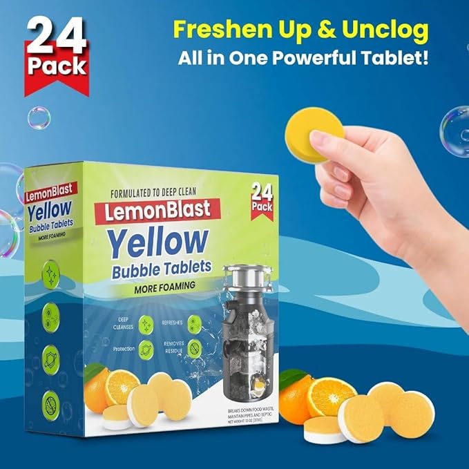 LemonBlast Yellow Bubble Tablets (24pc) – Instant Freshness, Every Use